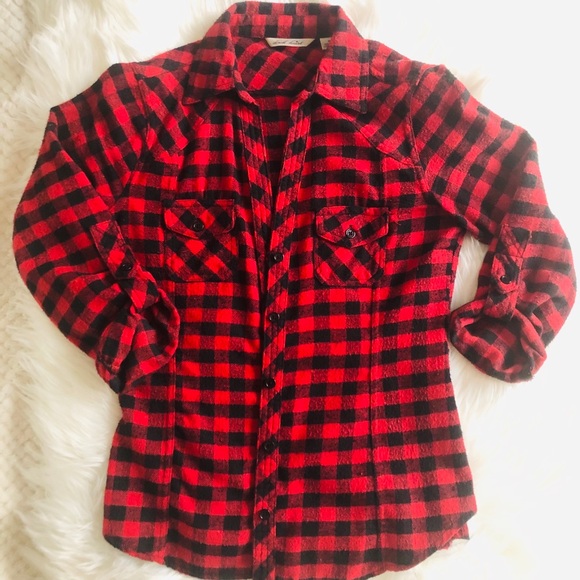 Derek Heart Tops - 🛑SOLD🛑Red Buffalo Check Flannel Button Down